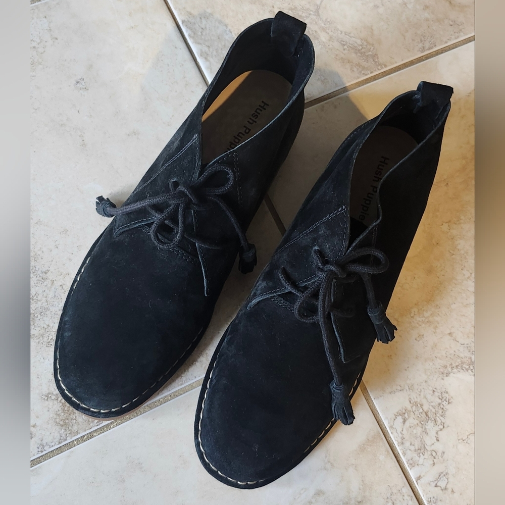 Hush Puppies Women's Black Catelyn Suede Ankle Boots